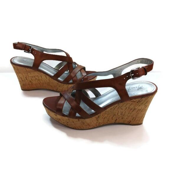 SS1345 EUC Marc Fisher Cork Wedge Sandals size 10M - Picture 1 of 10